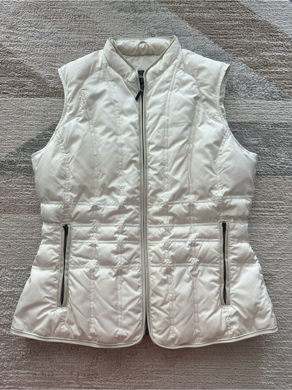 Eddie Bauer Vintage Ivory Quilted Sleeveless Goose-Down Puffer Vest Size M
